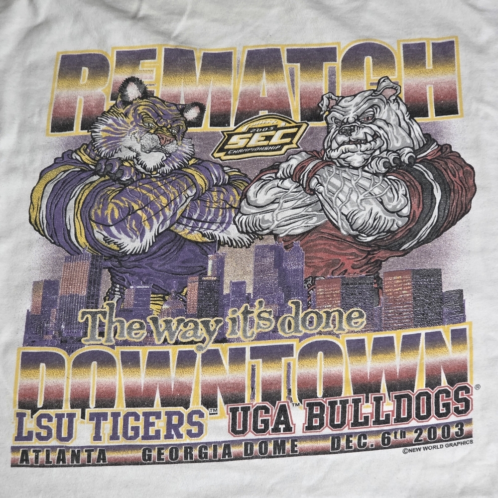 VTG 2003 LSU Tigers vs‎ UGA Bulldogs SEC Championship T-Shirt XXL Georgia Dome